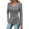 Women's Loose Fashion Solid Colour Long Sleeve Top Button Detail Knitted Multi Stretch Comfort T Shirt