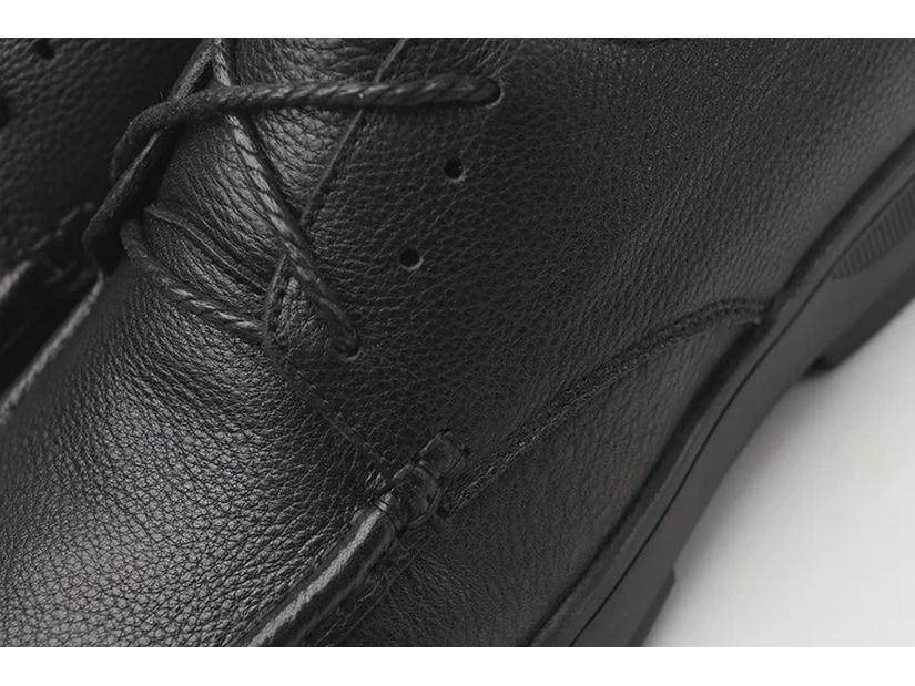 Men's New Fur-Lined Leather Lace-Up Shoes - Warm, Non-Slip, Versatile, Soft Sole Winter Casual Shoes