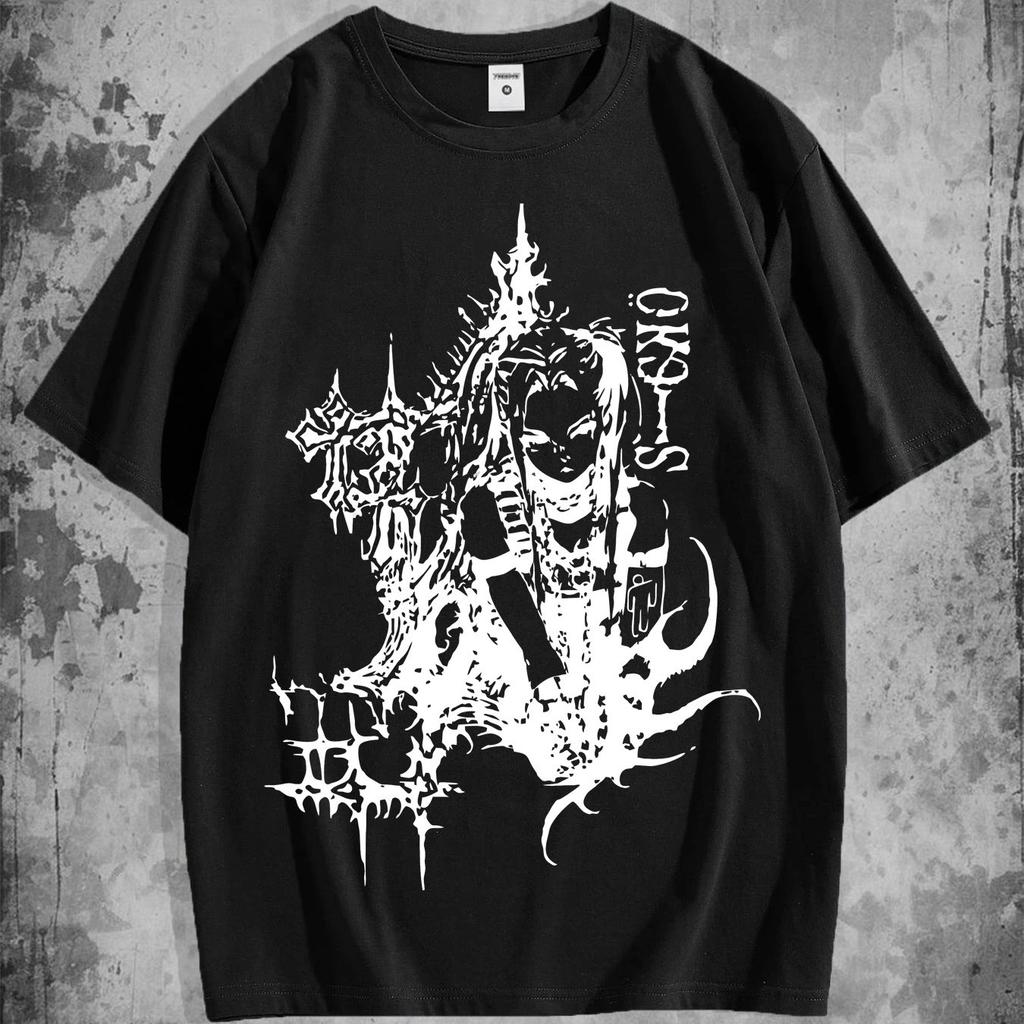 Dark Fantasy Map Print Short Sleeve T-Shirt for Men Fabric Casual Tee with Crew Neck Breathable, Slight Stretch Material for Summer Style
