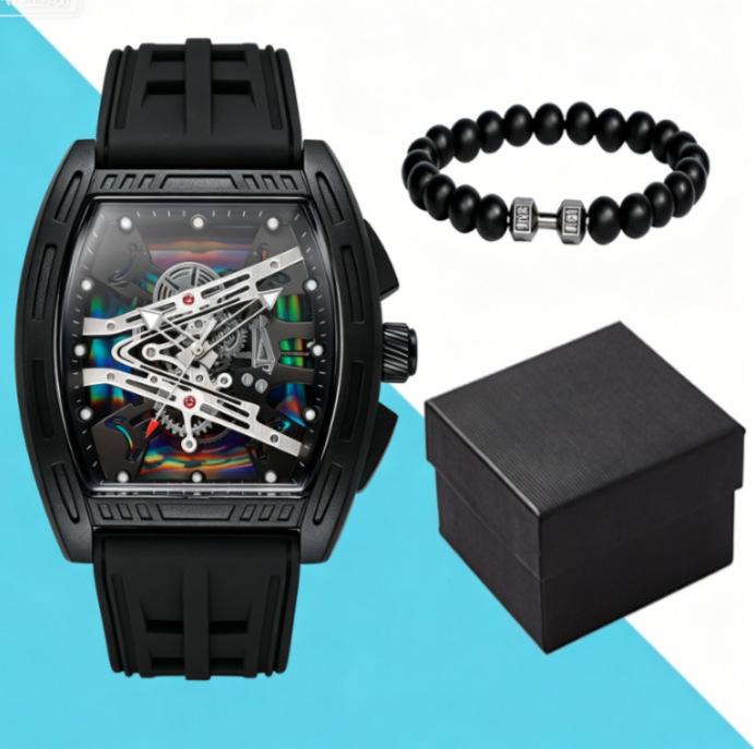 Geneva Men's Steel Band Fashion Calendar Wristwatch - Bestseller Personalized Business Set