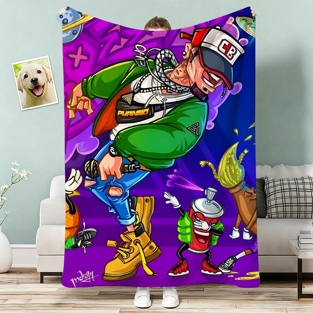 Hot New Chris Brown Rapper Throw Lightweight 240g Flannel Blanket Soft Skin-friendly for Summer Cooling 75x90cm