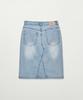 Seteo (W) Washed Denim Midi Skirt Light Blue