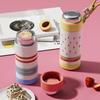 Water bottle, macaron color-block stainless steel insulated cup, portable floral lanyard, elegant and fashionable goddess cup