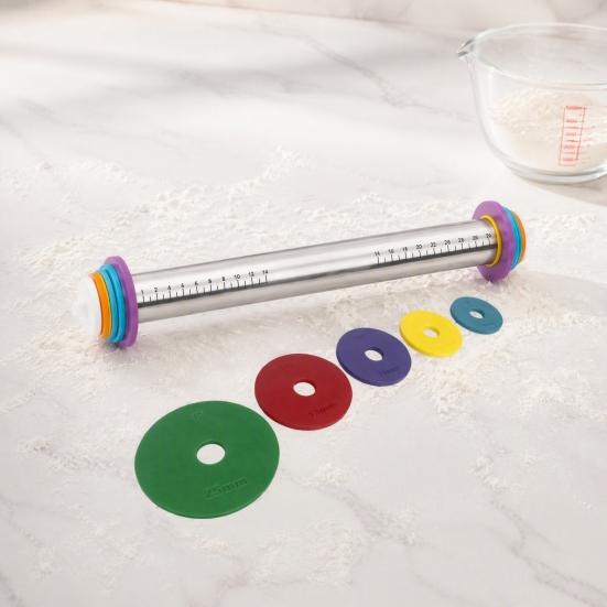 Rolling Pin Spacers Spacer with Scale Markings, Adjustable Removable Thickness Rings, Cookie Dough Guides Control Plastic for Cookies Pie