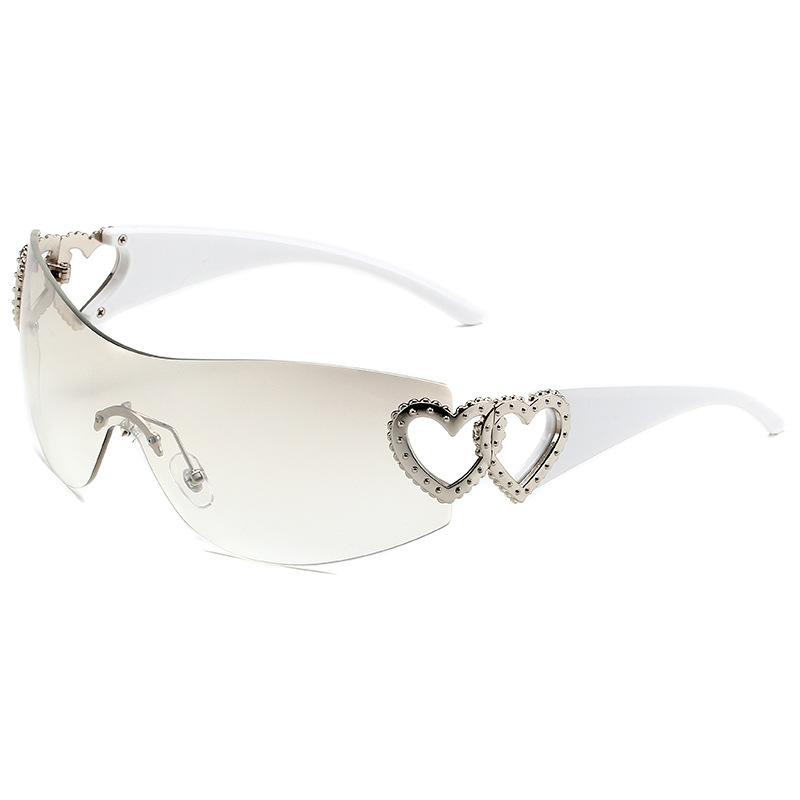 New Y2K Conjoined Body Sunglasses Women's Decorative Heart-shaped Mirror Legs No Border Sun Glasses Outdoor Sport Eyewear UV400