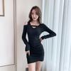 Early Spring Sexy Off-shoulder Long-sleeve Dress for Women, Designed Slim Stretch Versatile Unique Pencil Skirt