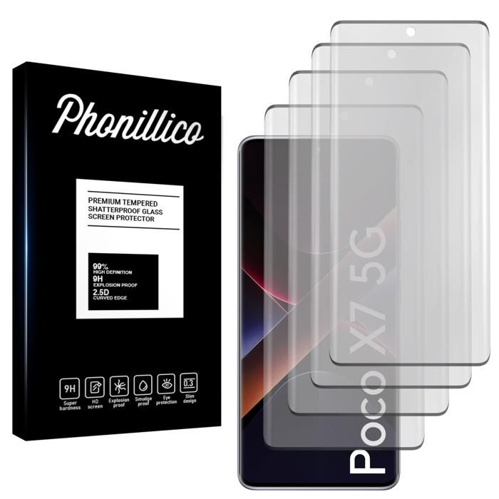 Tempered Glass - Phonillico® - Xiaomi Poco X7 5G - Pack of 4 - Screen Protector - Scratch Resistant