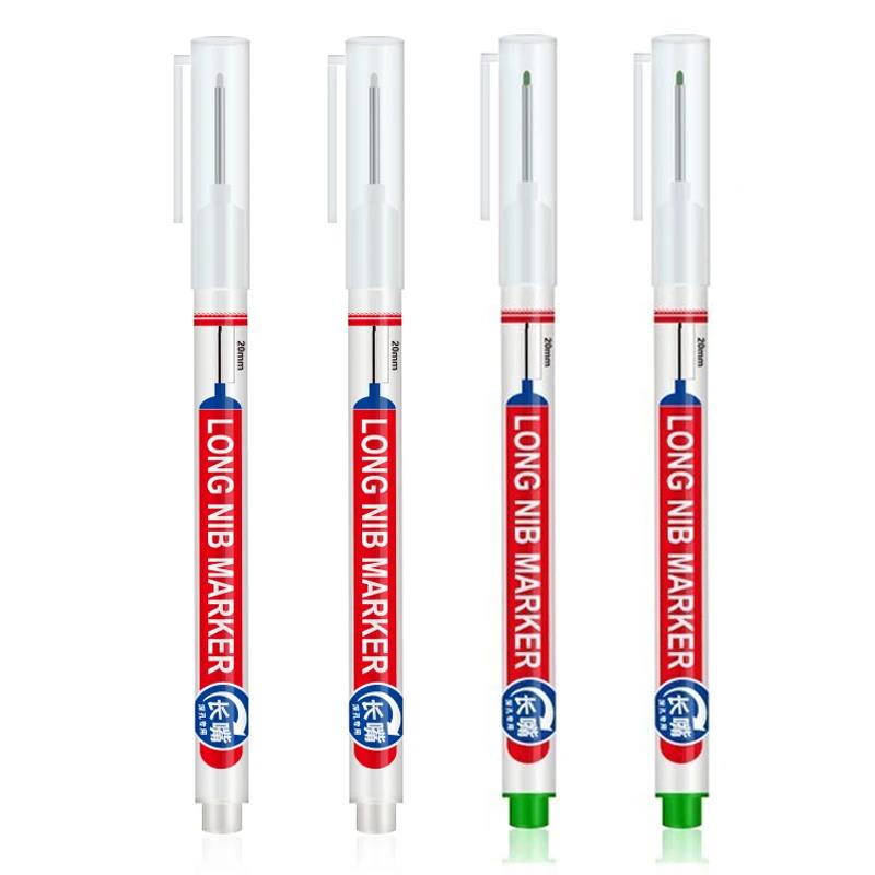 20mm Long Head Markers Bathroom Woodworking Perforating Decoration Multi-purpose Deep Hole Marker Pens Red/Black/Blue/Green Ink