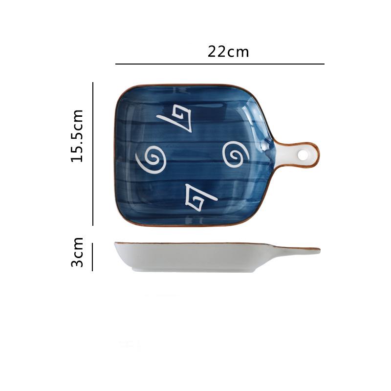 Ceramic Phnom Penh Baking Dish, Salad Bowls, Barbecue Cheese Baked Bowl with Handle, Oven Kitchen Baking Tool, Snack Ceramic Pla