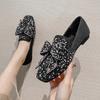 New Fashion Women Flat Shoes Beautiful Crystal Bowknot Boat Shoes Slip-on Loafers