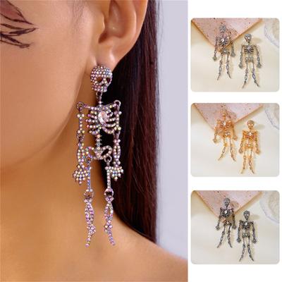 Rhinestone  Tassel Dangle Earrings for Women Sparkling Crystal Halloween Party Costume Decoration Personalized Earrings Fashion Jewelry