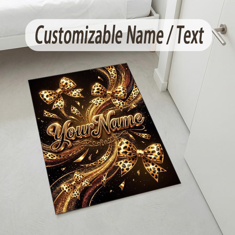 Decorative Artwork Theme Crystal Velvet Rug Personalized Custom Name Text Soft Floor Mat Home Decor