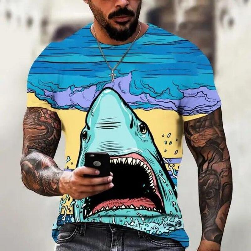 

Summer Tops Casual Loose Men Quick Drying Breathable Comfortable Men s T-shirt 3D Printed Round Neck Tshirts 6XL