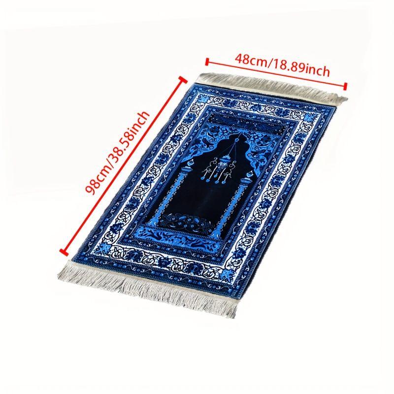 Mosque Dome Floral Islamic Prayer Mat, Foldable Fringed Portable Muslim Prayer Rug, Religious Worship Mat for Home Decor