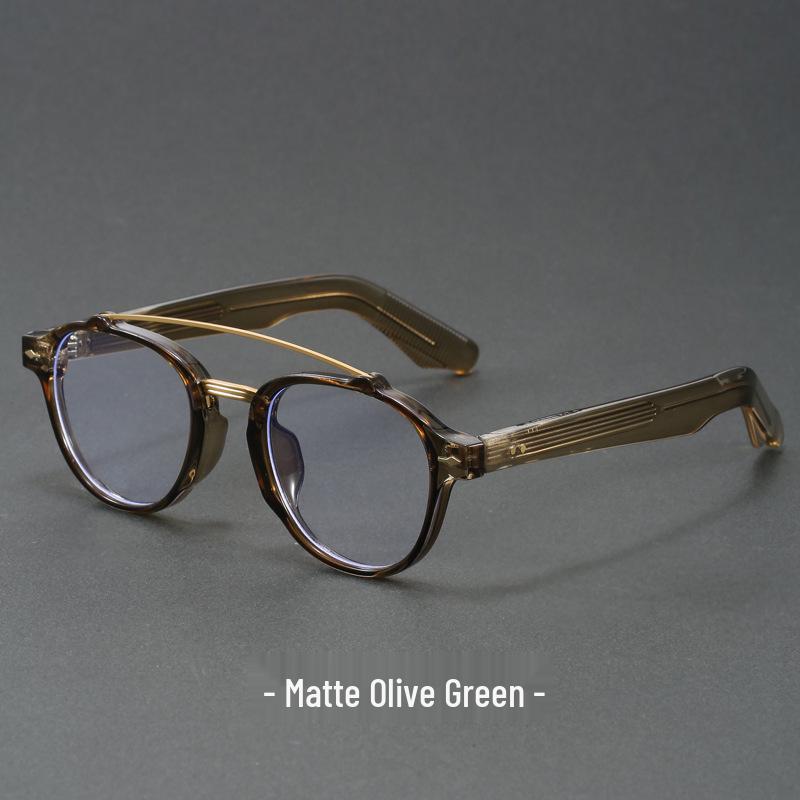Women's Blue Transparent Double-Beam Acetate Glasses Frame with Flat Lenses & Blue Light Blocking Option