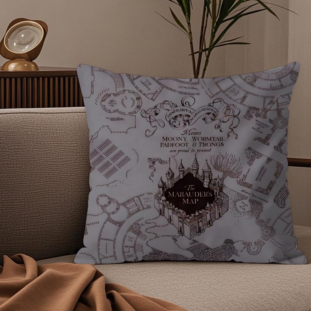 

Magic Marauders Map Harny Potter Pillow Case Silky Elegant Comfort Sofa Bed Invisible Zipper 30cmx30cm
