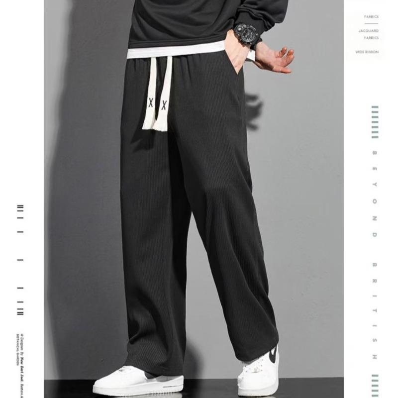 

Мужские модные однотонные повседневные брюки - весна и осень 3XL чёрный