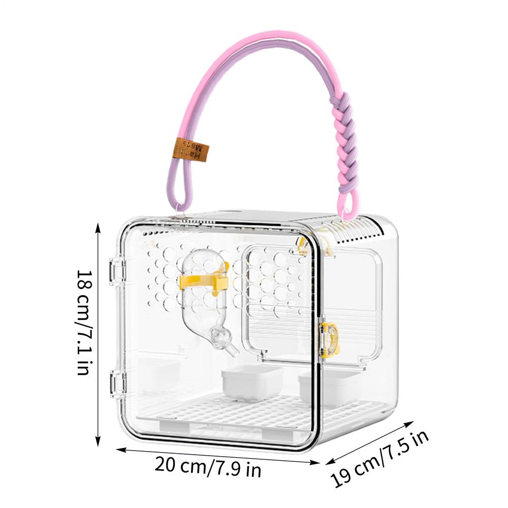 Bird Travel Carrier Transparent Portable Breathable Parrot Cage Flying Squirrel Carrier for Parakeets Conures Canaries Budgies