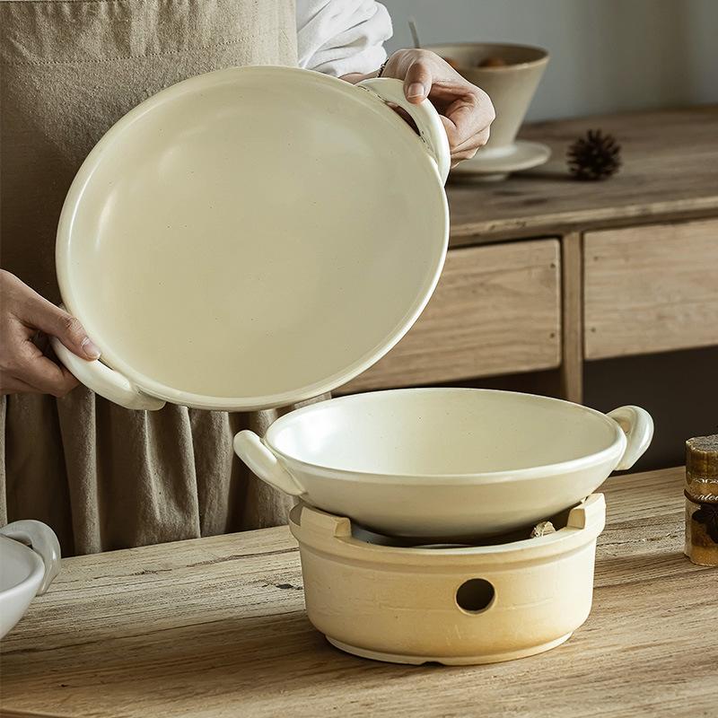Practical Thickened Casserole High-Value Ceramic Saucepan High Temperature Resistant Porridge With Handle Not Easy To Crack Household Fire Boiler