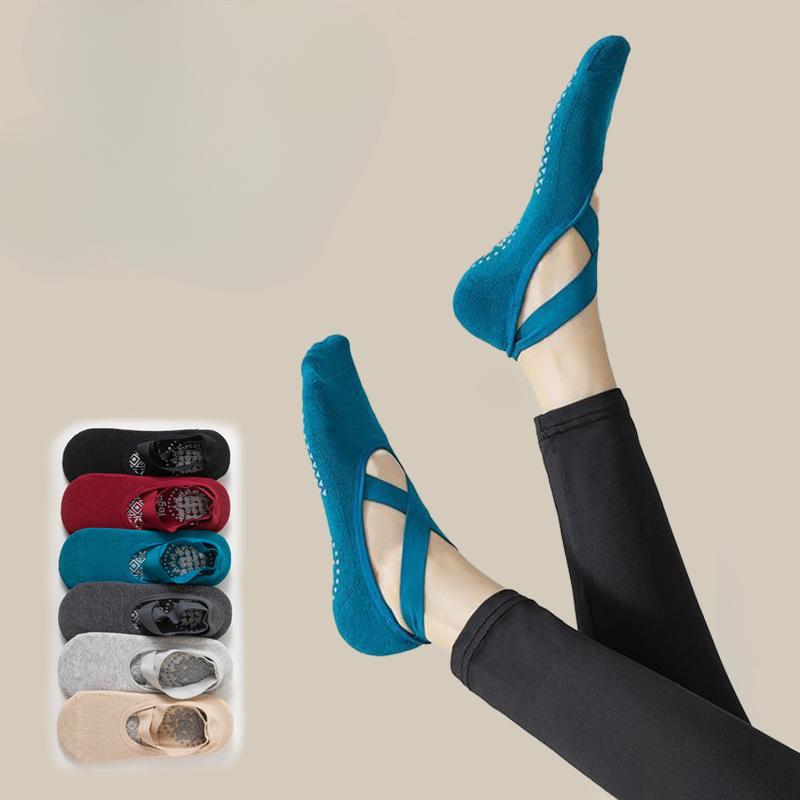 Thickened Looped Bottom Yoga Socks, Women's Cross-tied Socks, Yoga Socks for Beginners, Anti-slip and Anti-glue Dance Socks