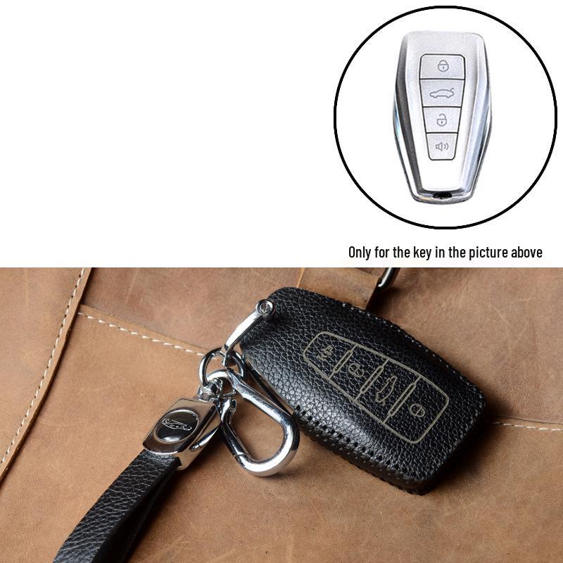 Key Case Protection Cover for Geely Models: New Emgrand GS, GL, Boyue, Vision X6/X3, S1, Borui, EC7 - Cowhide with Buckle.