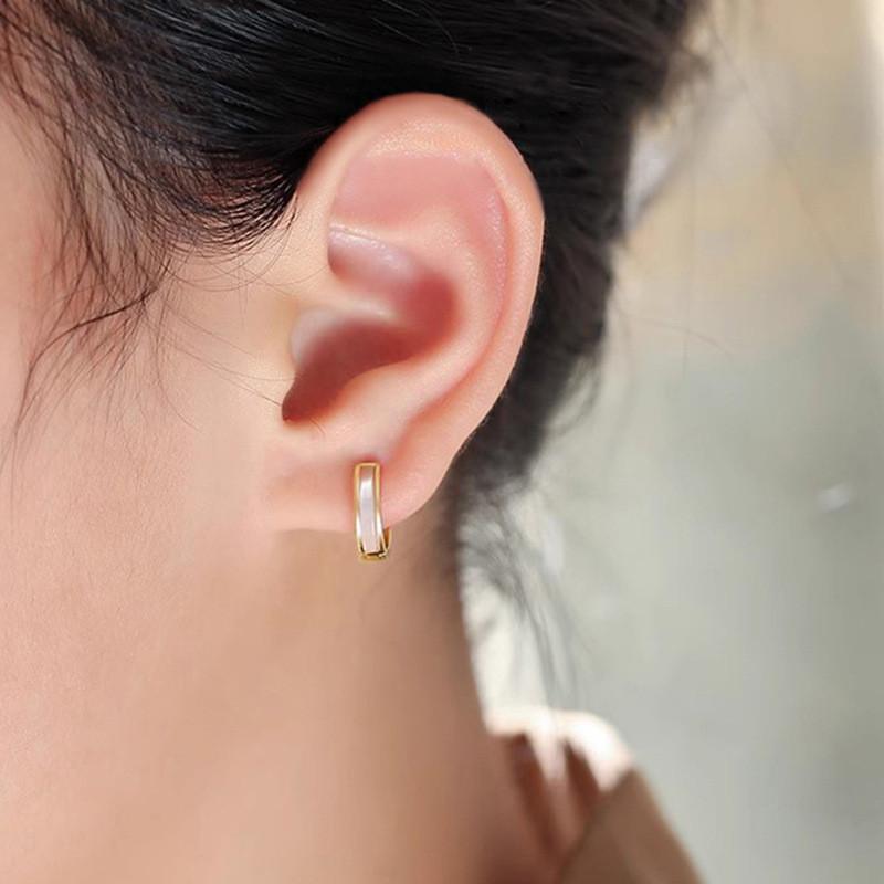 925 Sterling Silver Fashion Simple White Enamel Huggies Ear Hoop Earrings for Women Classic Gothic Punk Jewelry Gifts