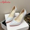 Aphixta 10cm High Thin Heels Pumps Women Stiletto heel Dress Bling Shoes Official Leisure Shoes Plus Big Size50