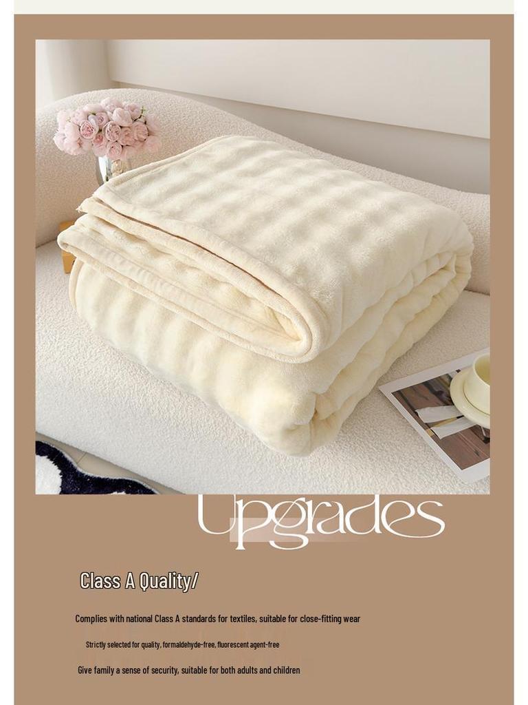 Thick Class A Rabbit Velvet Blanket – Multifunctional Solid Color Sofa Throw & Office Nap Blanket Gift