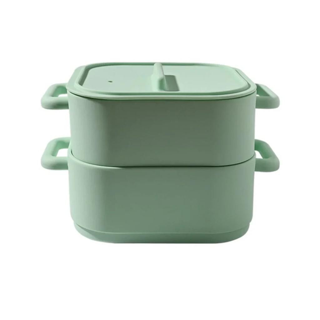 2 Pieces Silicone Microwave Steamer Bowls with Handle Oven Safe Food Storage Containers for Quick and Healthy Cooking
