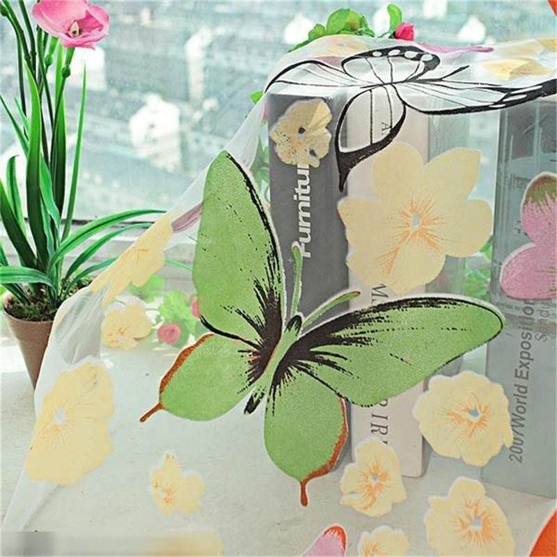 1Pc New Floral Butterfly Sheers Curtains Voile Tulle Door Window Curtain Valance