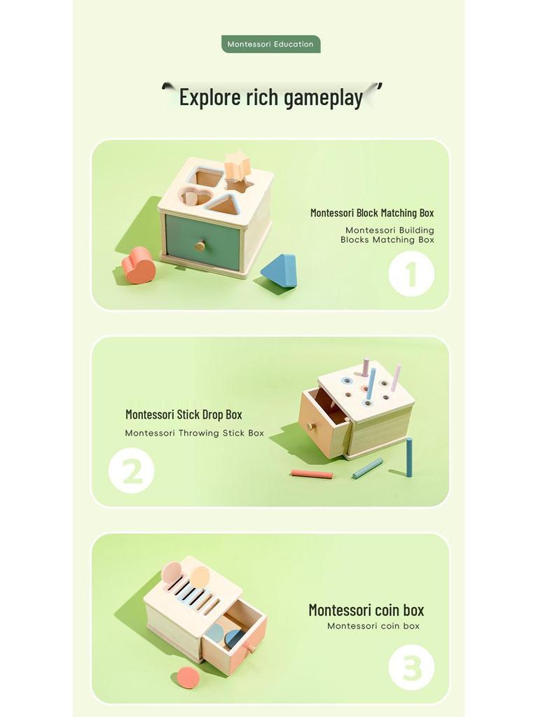 Montessori Pädagogische Münzbox: Farben- & Formerkennungsblöcke für Babys & Kleinkinder