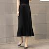 Women Pleated Midi Skirt Elastic High Waist Solid Color Smooth Outline Skirt Slimming Midi Skirt Daily Wear