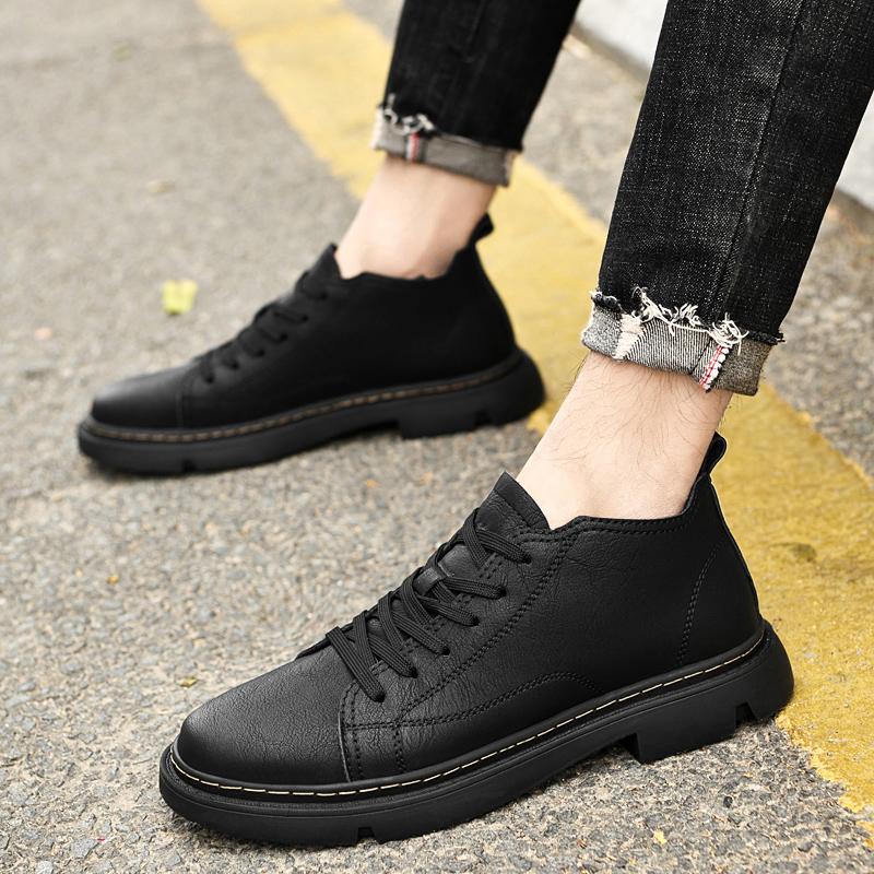 Men Ankle Boots Lace Up Hard-Wearing Vintage Cool Streetwear Simple Motorcycle trend Boots All-match Fashion Men Casual Boots