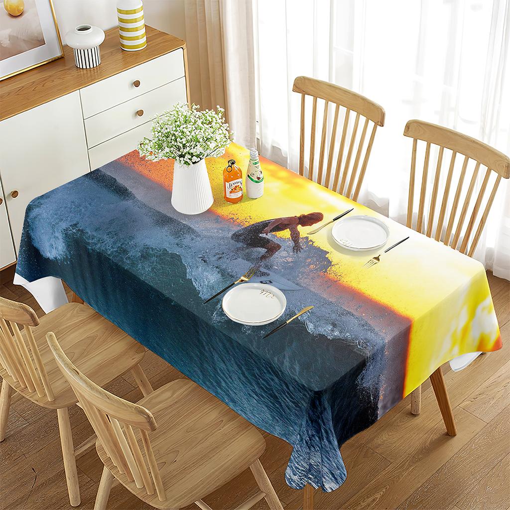 Surfing Extreme Outdoor Sport Pattern Tablecloth Rectangular Tablecloth Dining Room Banquette Kitchen Outdoor Picnic Decoration
