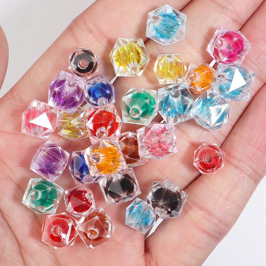 100-200pcs 8/10mm Acrylic Rhombus Beads Colorful Faceted Loose Beads For DIY Jewelry Making Bracelets Phone Chain Accessories