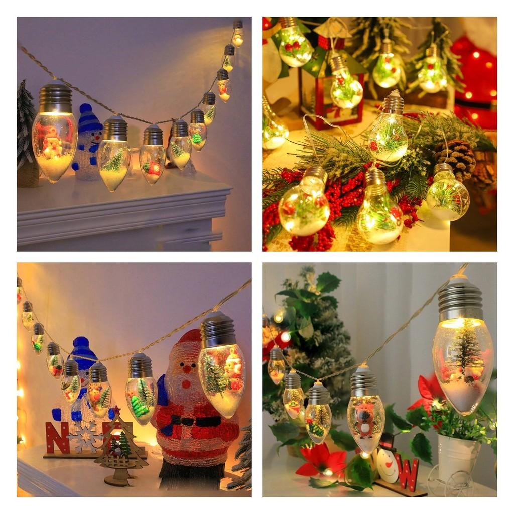 Christmas Tree Led Snow Globe Bulb String Lights For Indoor Outdoor White Warm
