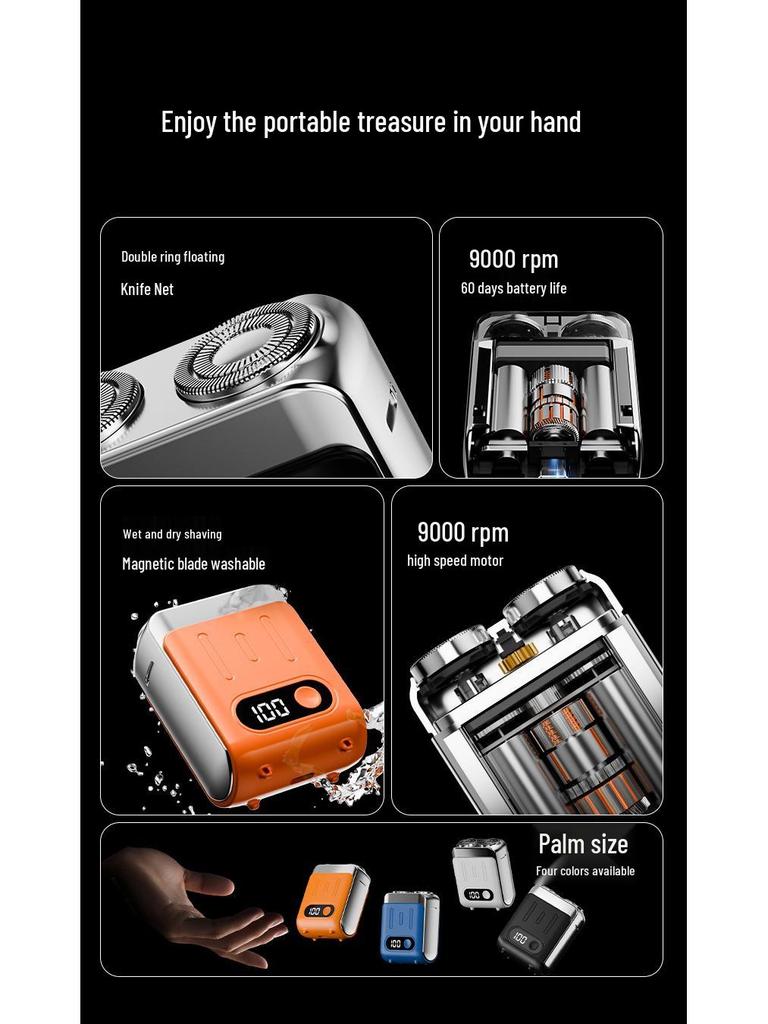 Official Men's Rechargeable Portable Mini Electric Shaver - Washable for Home and Car Use
