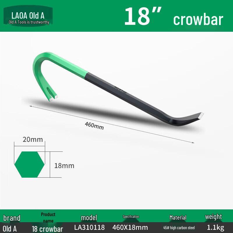 LAOA Heavy-Duty Reinforced Pry Bar 18 inches
