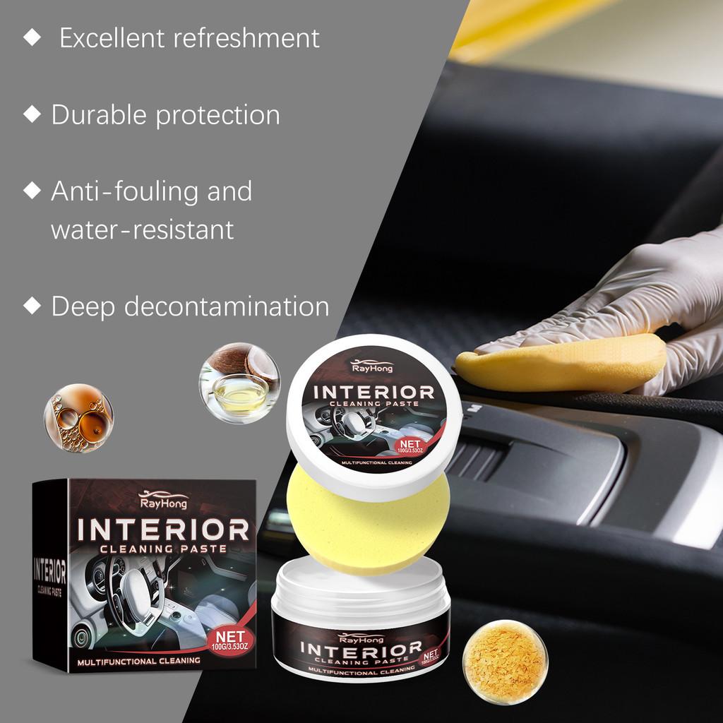 Rayhong Car Interior Cleaning Paste Premium Foam Leather Cleaner For Seats 100g With Sponge