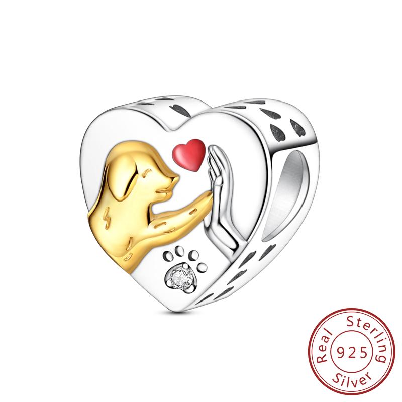 Original Copper Charms Beads Apple Gold Suitcase Family Love Charm Fit Bracelets Bangle Pendant Women Diy Jewelry