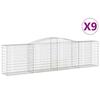 VidaXL Paniers à gabions arqués 9 pcs 400x50x100/120 cm Fer galvanisé, gabion, cage de gabion, panier de mur de gabion, mur 3147003
