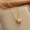 Golden Luxury Diamond Titanium Steel Necklace Women Fashion Slim Waist H Pendant Collarbone Chain