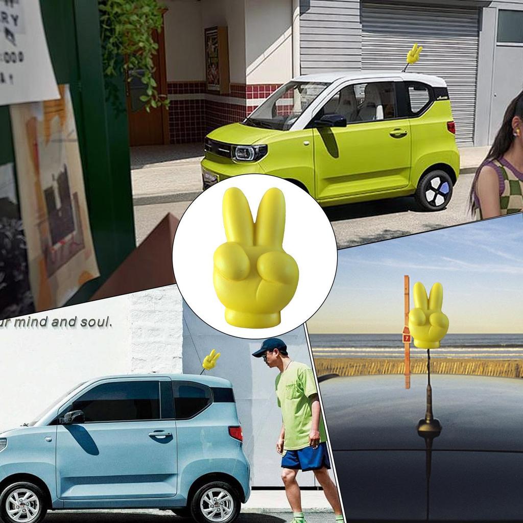 Hand Gesture Car Antenna Ball - Foam Roof Ornament, Exterior Styling Decoration | Creative