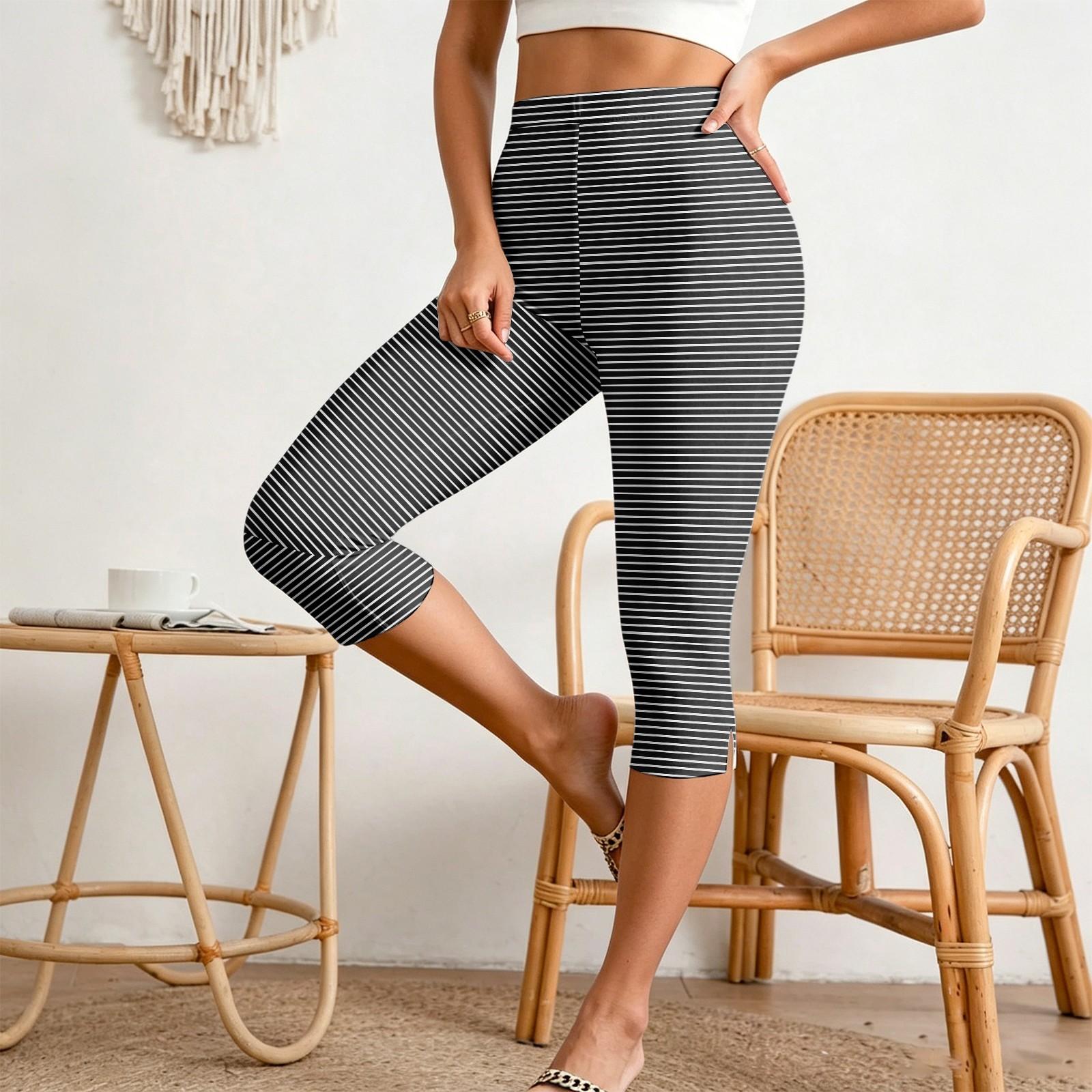 Women s Elastic Waist Slim Fit Split Hem Casual Pants, Tapered Leg Trousers for L