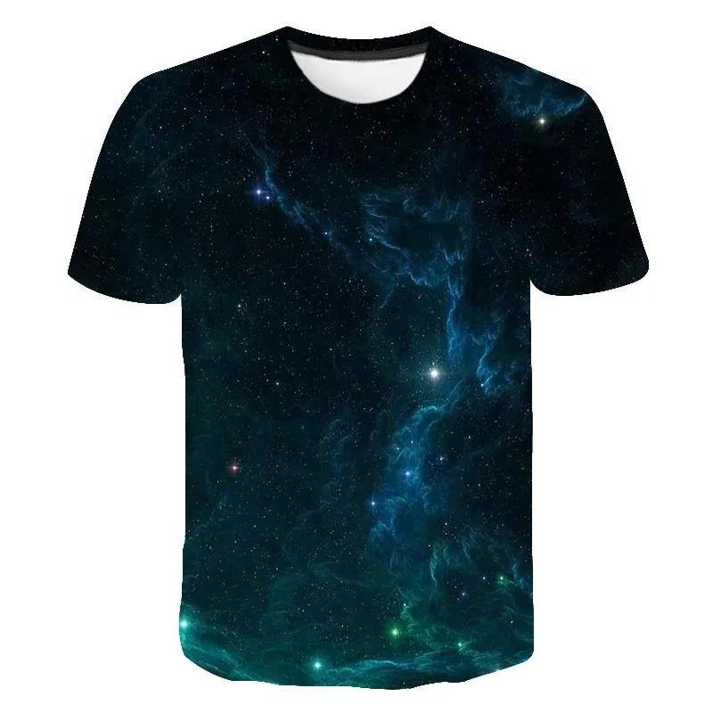 Children's Space Planet 3D Digital Printed Boys' Fashionable and Comfortable Round Neck Short Sleeved T-shirt