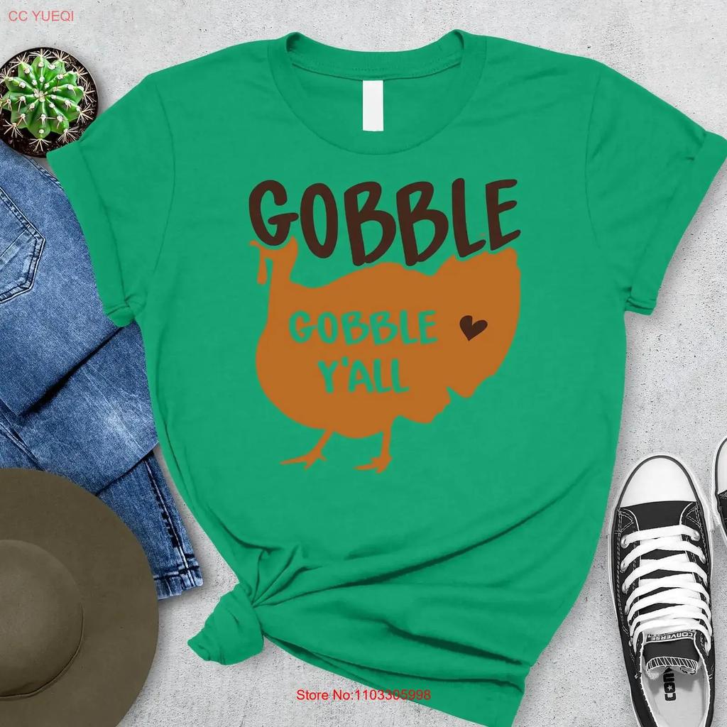 Gobble Yall T Shirt Thanksgiving Fall Apparel Matching Family Turkey Clothing Vintage Homme Graphic Designer Clothes