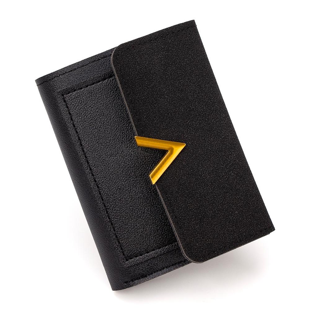 European & American Retro Women's V-Shaped Trifold Wallet with Card Holder, ID Window, Coin Purse, and Money Clip.