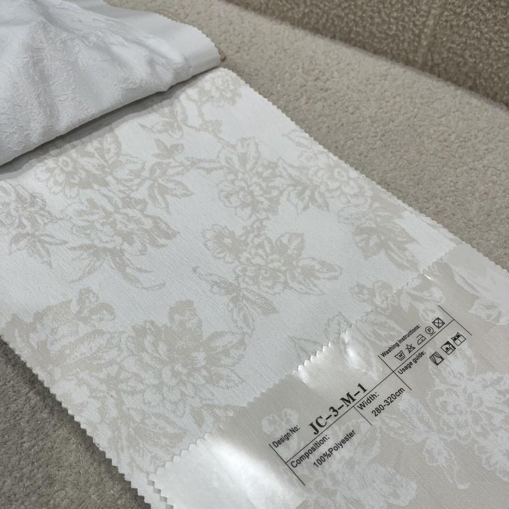 Cream Chenille Jacquard Wavy Sheer Curtains - High-End Translucent, Not See-Through, Ready-Made for Living Room, Korean Style