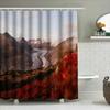 Mountain Landscape Shower Curtain Nature Forest Waterfall Scenic Backdrop Bathroom Decor Rustic Home Decor Vintage Artistic Wall