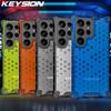 KEYSION Shockproof Case for Samsung S23 Ultra 5G S23 Plus S22+ Transparent Honeycomb Phone Cover for Galaxy S22 Ultra